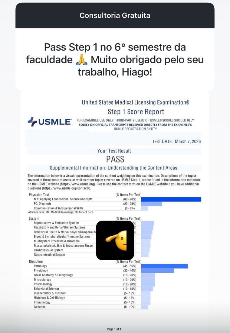 Mensagem de aluno sobre a aprovação